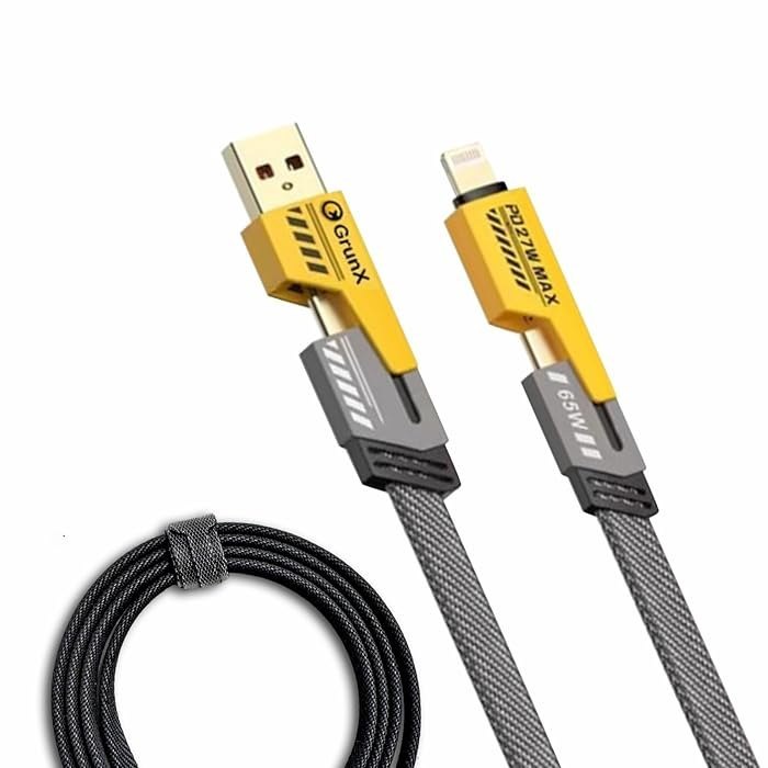 Ghani™4-in-1 Fast Charging Cable – 65W USB-C Braided Multi Charger for iPhone & Samsung