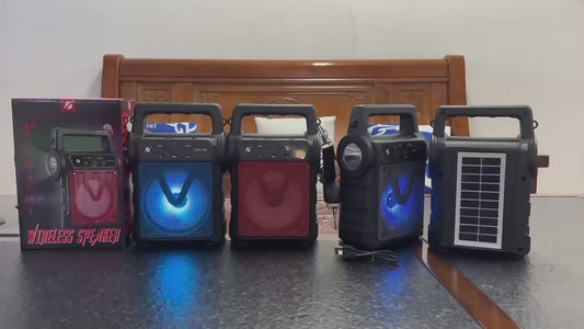 Ghani™KTS-1706 Solar Wireless Bluetooth Speaker – 4-Inch Portable Outdoor Speaker with FM Radio